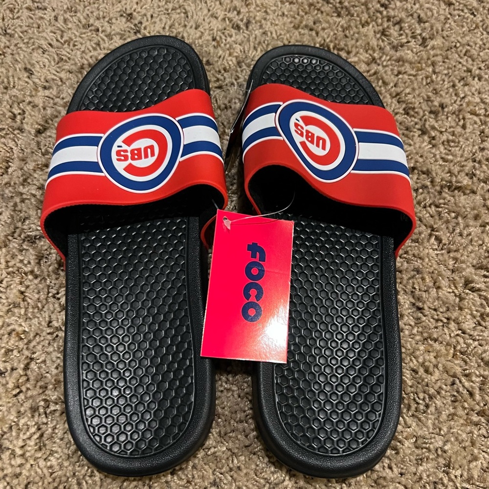 Genuine Merchandise Red and Blue CHICAGO CUBS Slide Sandals, NWT
